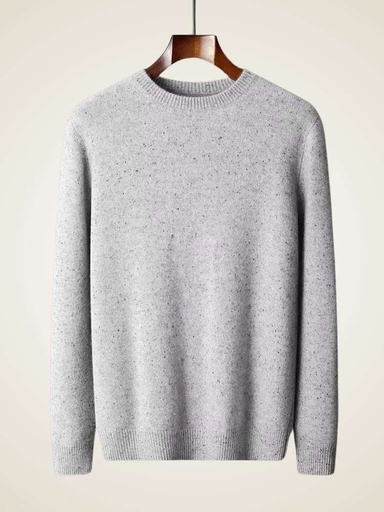 LanlyCashmere Men's Crew Neck Cashmere Sweater Soft Speckled Knit