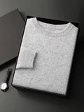 LanlyCashmere Men's Crew Neck Cashmere Sweater Soft Speckled Knit