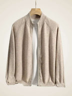 LanlyCashmere Men's Zip Up Cashmere Cardigan Stand Collar