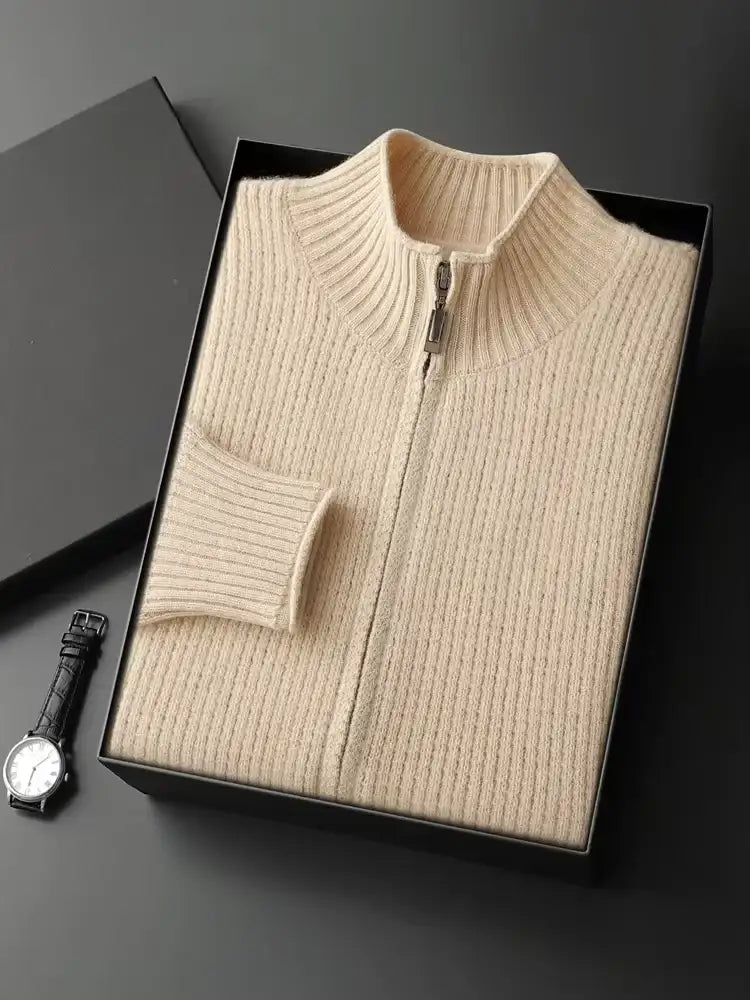 LanlyCashmere Men’s Zip-Up Cashmere Sweater 