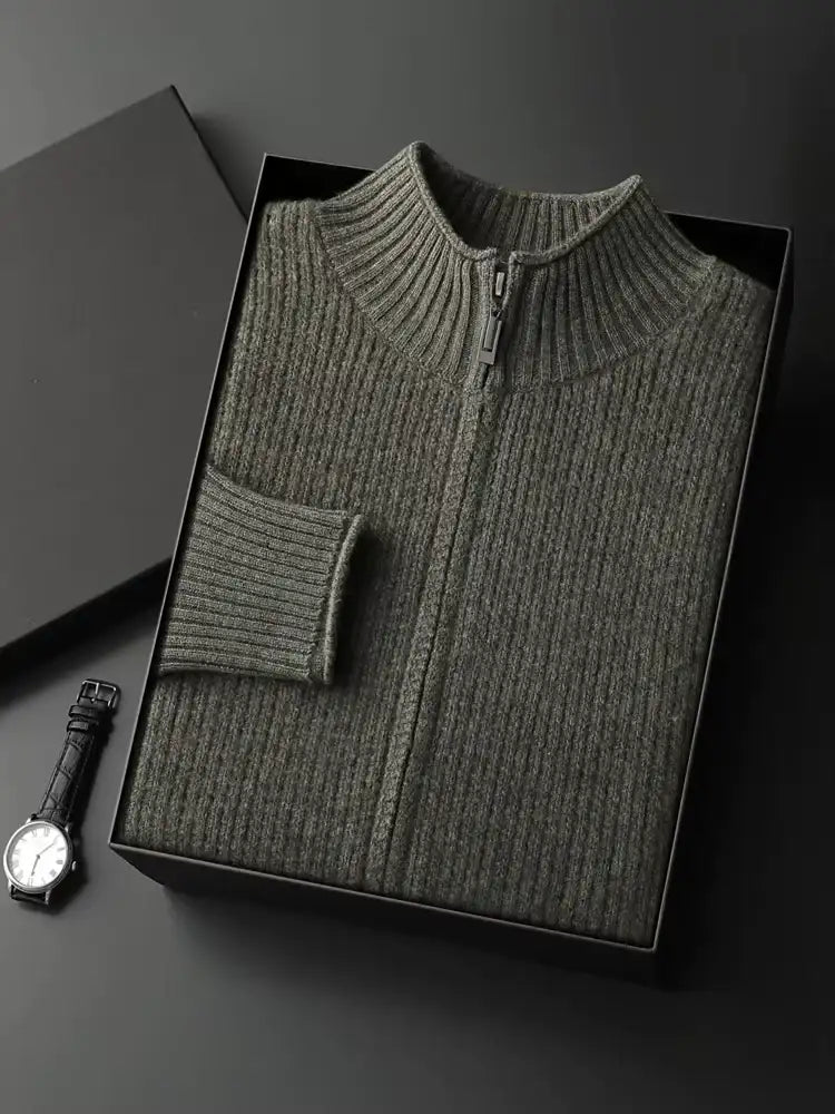 LanlyCashmere Men’s Zip-Up Cashmere Sweater 