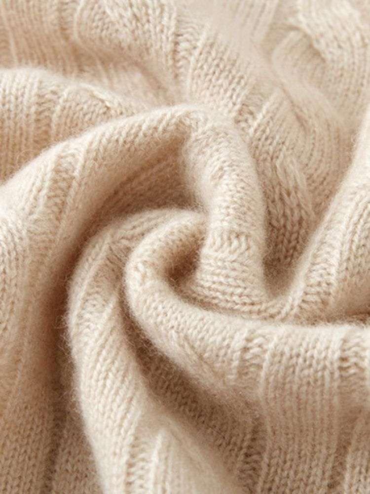 LanlyCashmere Women's Cable Knit Cashmere Cardigan Crew Neck