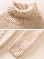 LanlyCashmere Women’s Cable Knit Cashmere Turtleneck Sweater – Slim Fit Pullover
