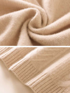 LanlyCashmere Women’s Cable Knit Cashmere Turtleneck Sweater – Slim Fit Pullover