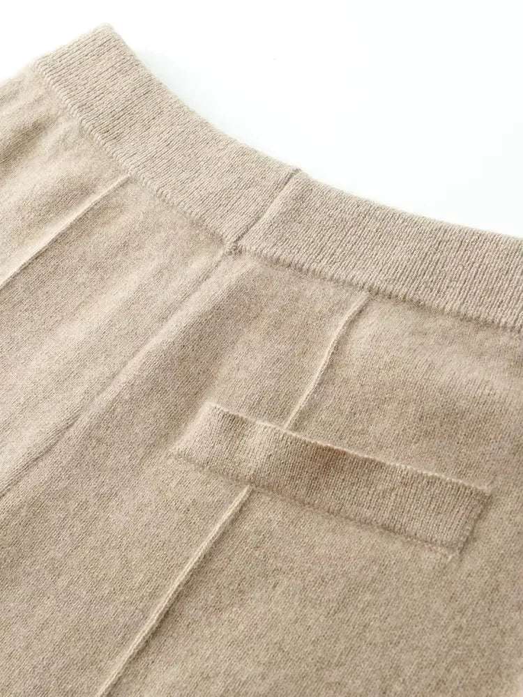 LanlyCashmere Women's Cashmere Knit Pants Wide Leg Lounge