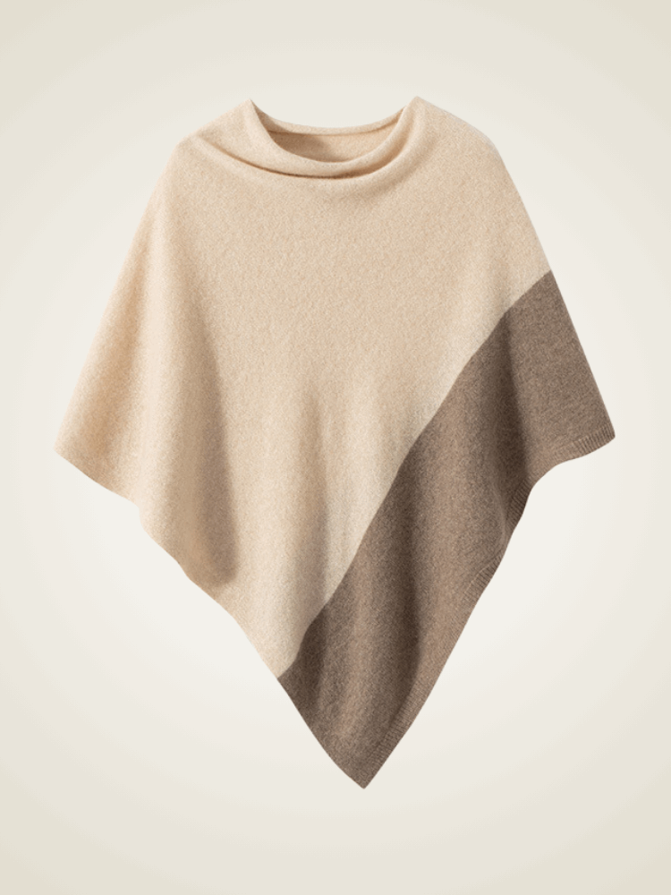 LanlyCashmere Women's Colorblock Cashmere Poncho Luxury Wrap