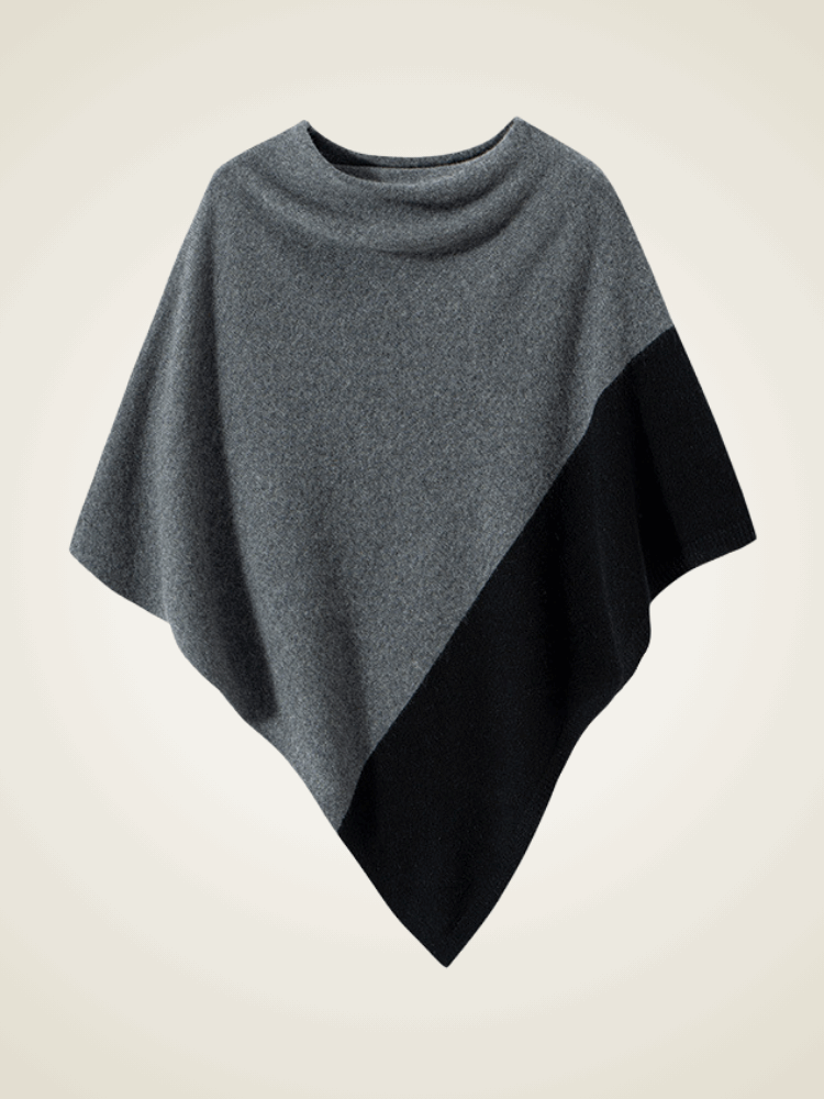 LanlyCashmere Women's Colorblock Cashmere Poncho Luxury Wrap