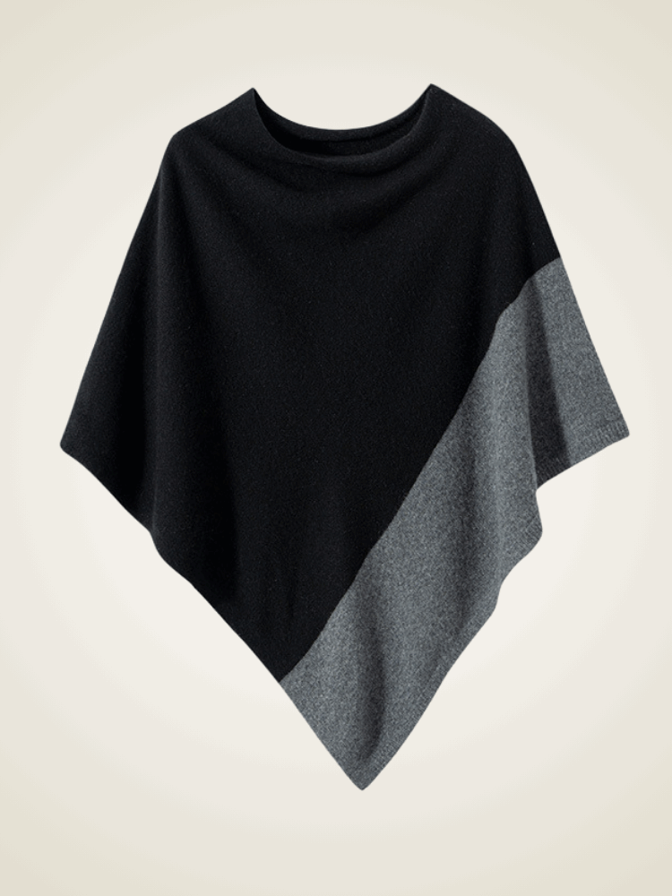 LanlyCashmere Women's Colorblock Cashmere Poncho Luxury Wrap