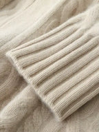 LanlyCashmere Women's Hooded Cable Knit Cashmere Cardigan Coat