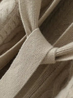 LanlyCashmere Women's Hooded Cable Knit Cashmere Cardigan Coat