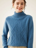LanlyCashmere Women's Textured Cashmere Turtleneck Sweater