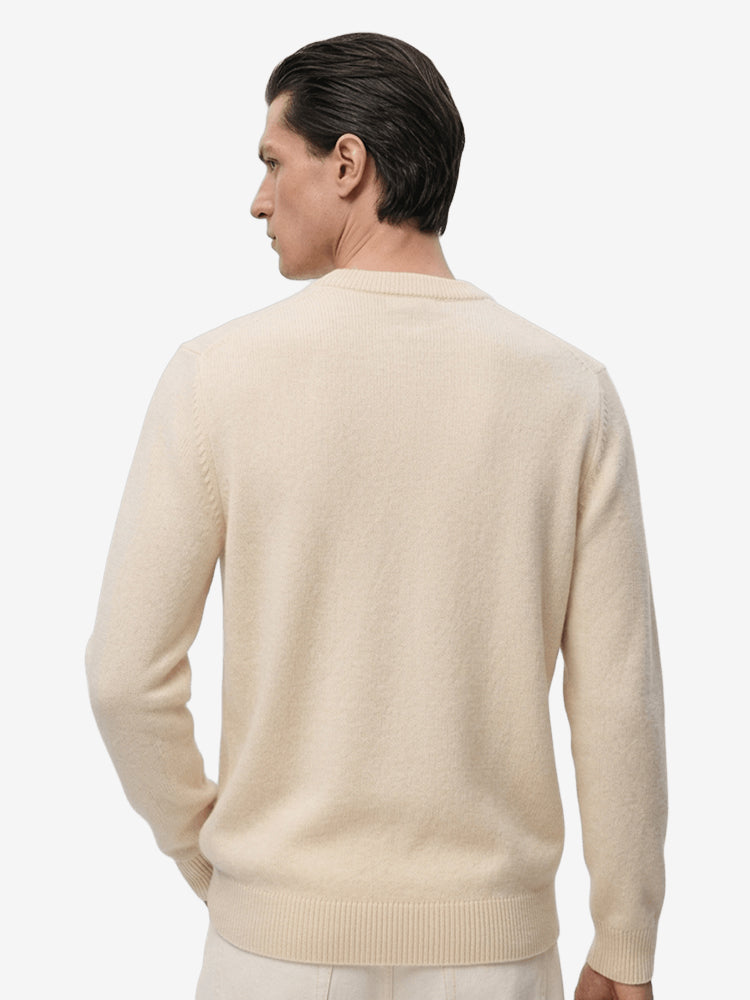 LanlyCashmere 100% Wool Textured Sweater – Soft Knit Crewneck Pullover