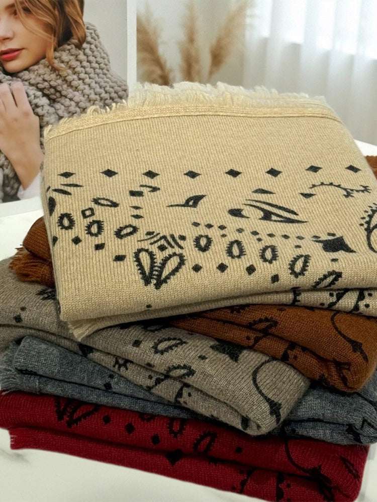 Lanly Cashmere Bandana Scarf - 100% Premium Printed Paisley Square Wrap
