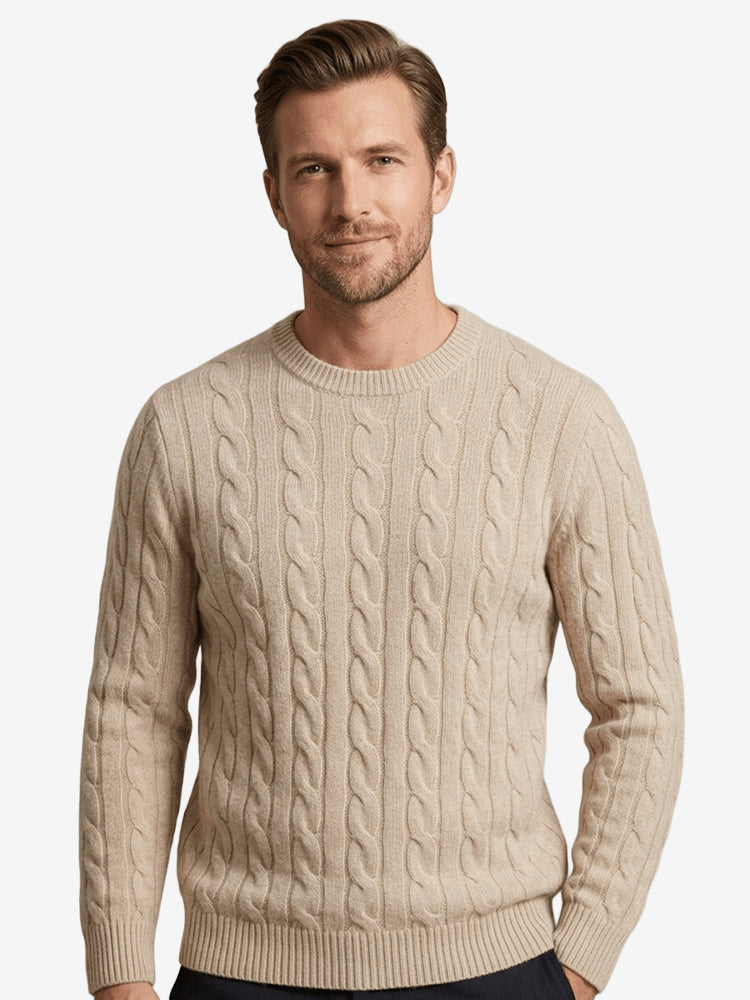 LanlyCashmere Cable Knit Cashmere Sweater – Classic Soft Crewneck Pullover