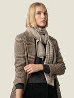LanlyCashmere Houndstooth Cashmere Scarf – Jacquard Knit Slim Winter Scarf