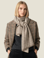 LanlyCashmere Houndstooth Cashmere Scarf – Jacquard Knit Slim Winter Scarf