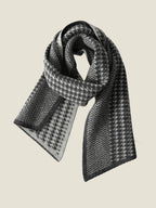 LanlyCashmere Houndstooth Cashmere Scarf – Jacquard Knit Slim Winter Scarf