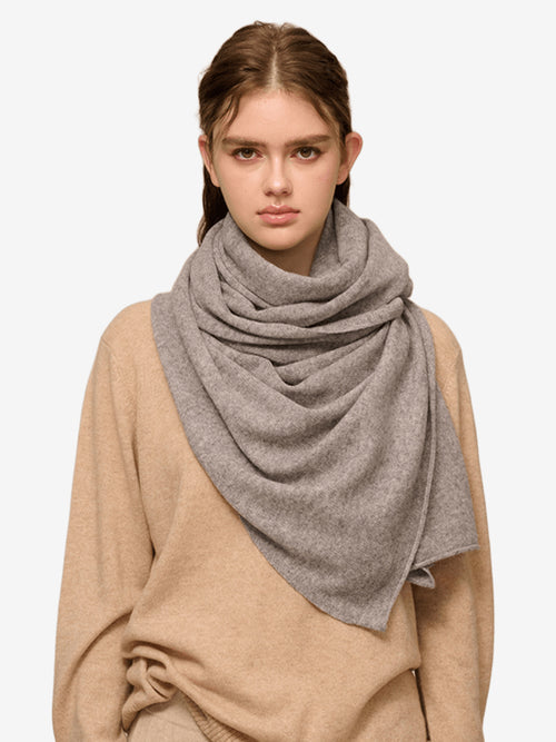 Lanly Cashmere Knit Scarf - 100% Pure Lightweight Ribbed Wrap