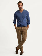 LanlyCashmere Men’s Merino Wool V-Neck Sweater – Lightweight Soft Knit Pullover