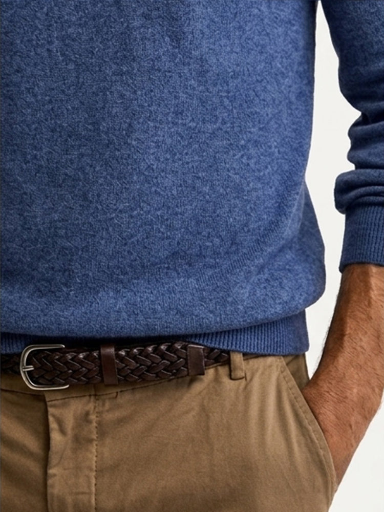 LanlyCashmere Men’s Merino Wool V-Neck Sweater – Lightweight Soft Knit Pullover