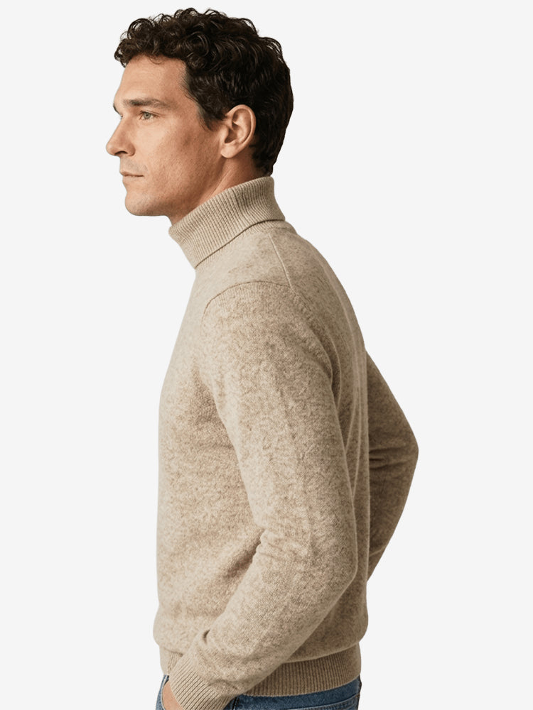 LanlyCashmere Men's Mongolian Cashmere Roll Neck Turtleneck Sweater