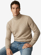 LanlyCashmere Men's Mongolian Cashmere Roll Neck Turtleneck Sweater