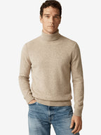 LanlyCashmere Men's Mongolian Cashmere Roll Neck Turtleneck Sweater