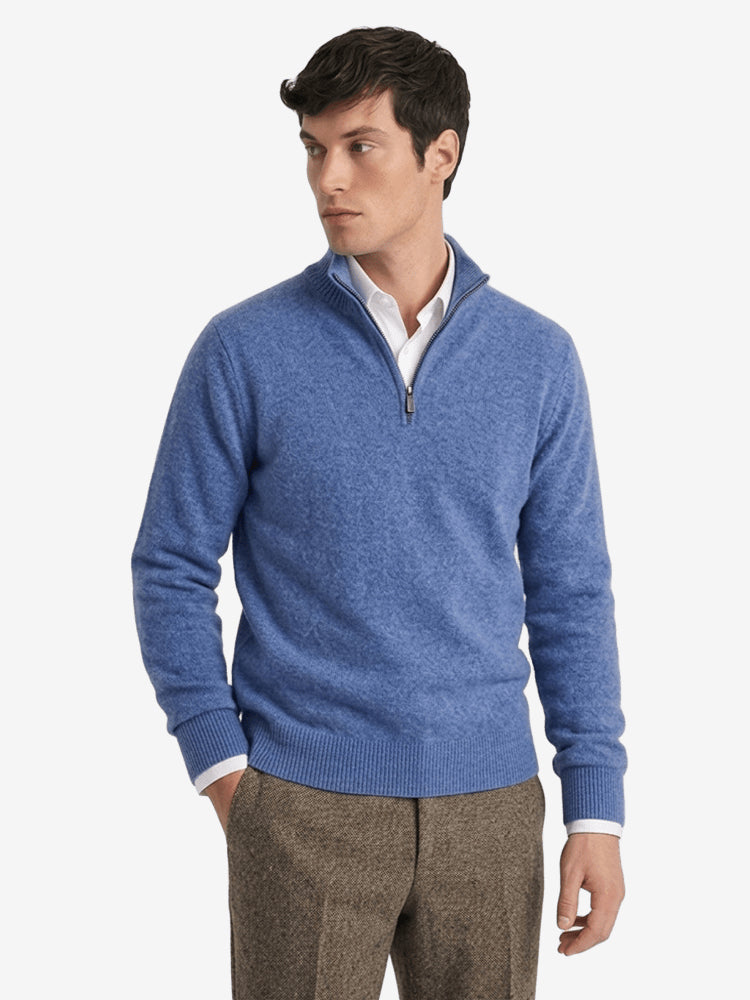 LanlyCashmere Merino Wool Quarter Zip Sweater – Soft Knit Pullover