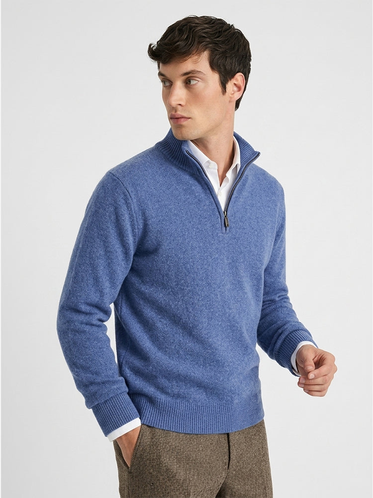 LanlyCashmere Merino Wool Quarter Zip Sweater – Soft Knit Pullover