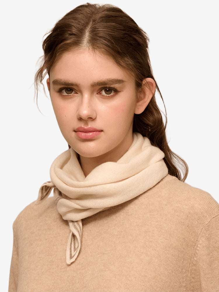 Lanly Cashmere Triangle Scarf - 100% Premium Knit Striped Neckerchief
