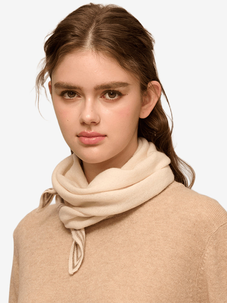 Lanly Cashmere Triangle Scarf - 100% Premium Knit Striped Neckerchief