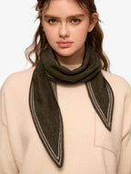 Lanly Cashmere Triangle Scarf - 100% Premium Knit Striped Neckerchief