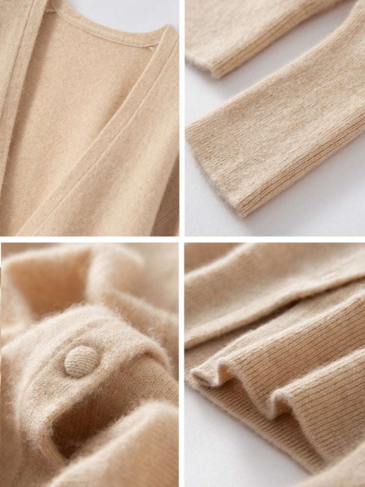 Lanly Cashmere V-Neck Cardigan - Premium Mongolia Knit Sweater