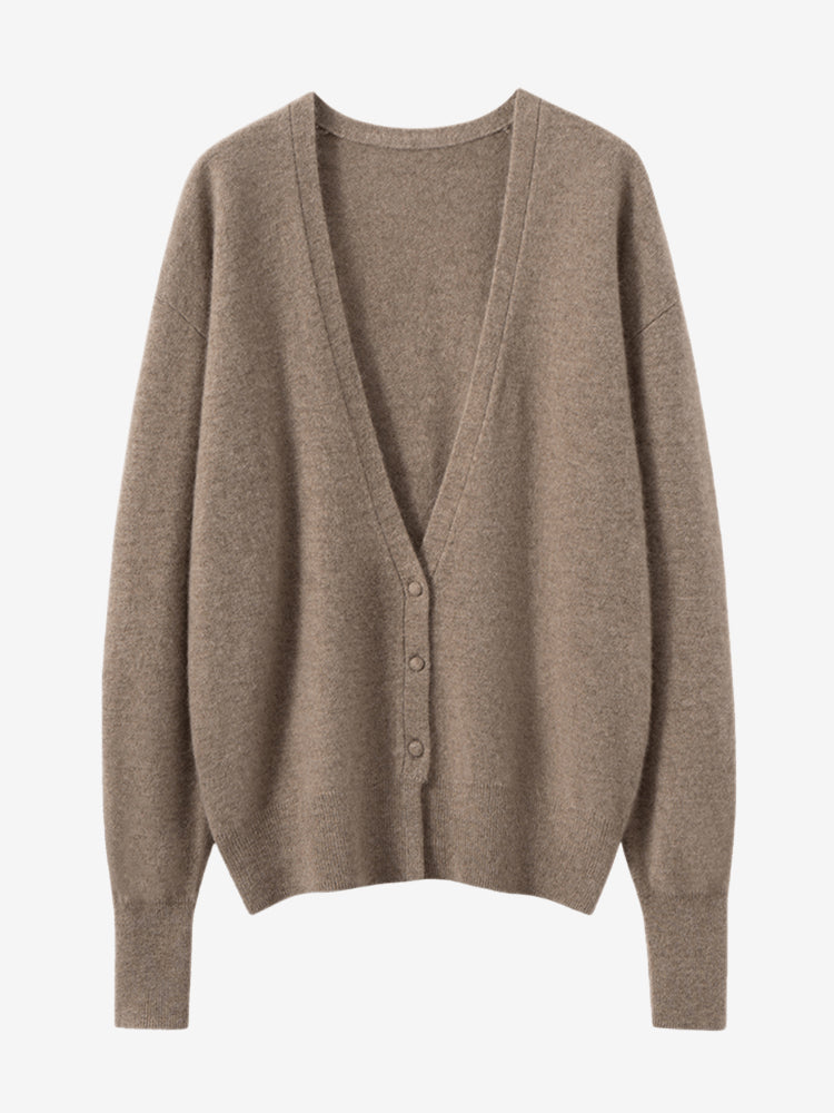 Lanly Cashmere V-Neck Cardigan - Premium Mongolia Knit Sweater