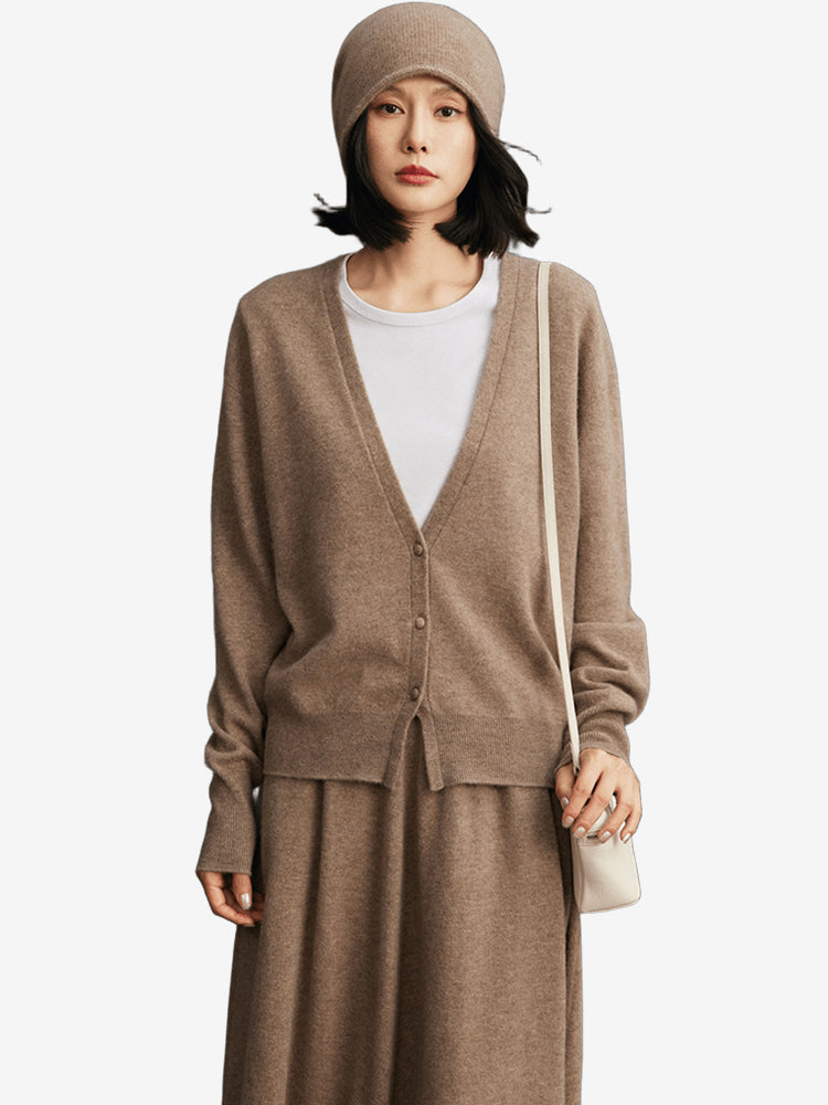 Lanly Cashmere V-Neck Cardigan - Premium Mongolia Knit Sweater