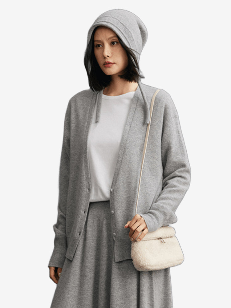 Lanly Cashmere V-Neck Cardigan - Premium Mongolia Knit Sweater
