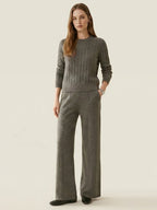 LanlyCashmere Women's Cashmere Knit Pants Wide Leg Lounge