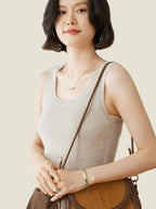 LanlyCashmere Women’s Cashmere Tank Top – Ribbed Knit Sleeveless Sweater
