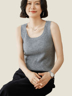 LanlyCashmere Women’s Cashmere Tank Top – Ribbed Knit Sleeveless Sweater