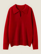 LanlyCashmere Damen V-Ausschnitt Kaschmirpullover – Weicher, luxuriöser Strickpullover mit Kragen