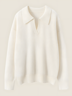 LanlyCashmere Damen V-Ausschnitt Kaschmirpullover – Weicher, luxuriöser Strickpullover mit Kragen