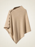 LanlyCashmere Buttoned Cashmere Poncho – Elegant Soft Knit Wrap Cape