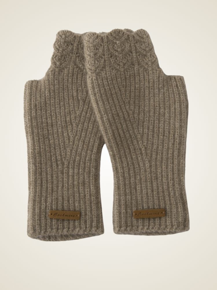 LanlyCashmere Cashmere Fingerless Gloves – Ribbed Knit Arm Warmers