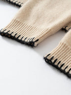 LanlyCashmere Contrast Stitch Crewneck - Mongolia Cashmere Pullover