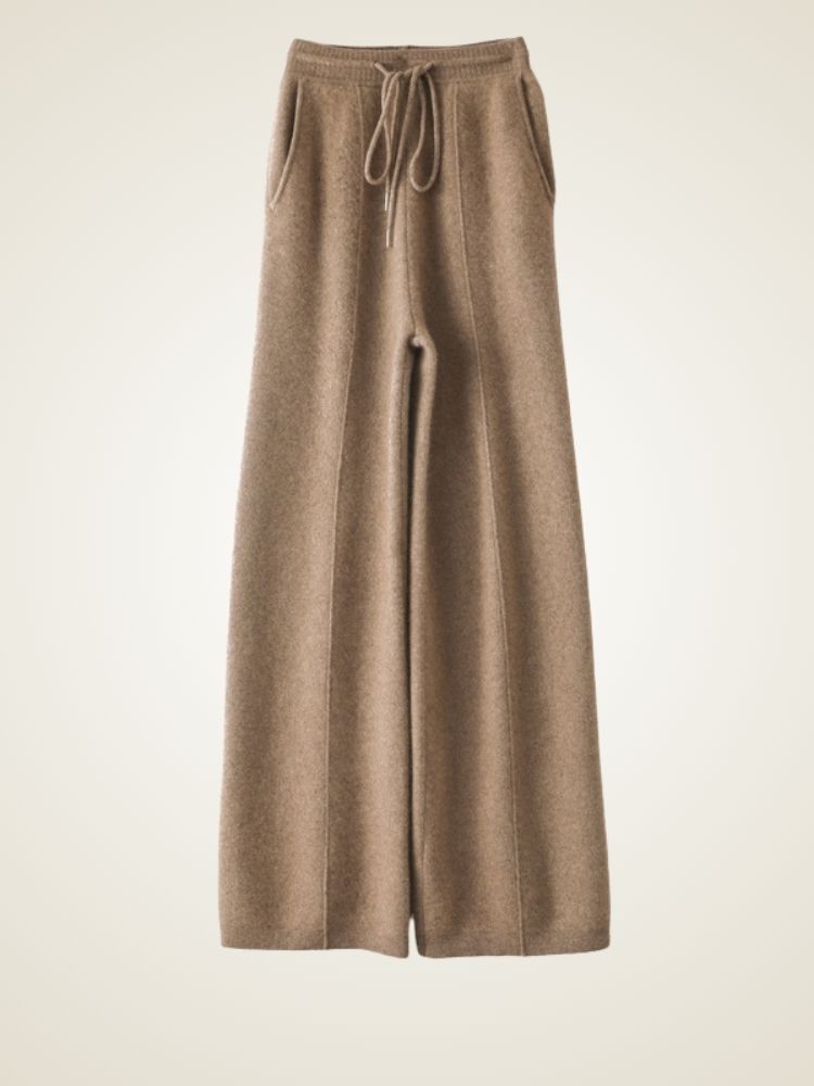 LanlyCashmere Drawstring Cashmere Pants Wide Leg Lounge Trousers