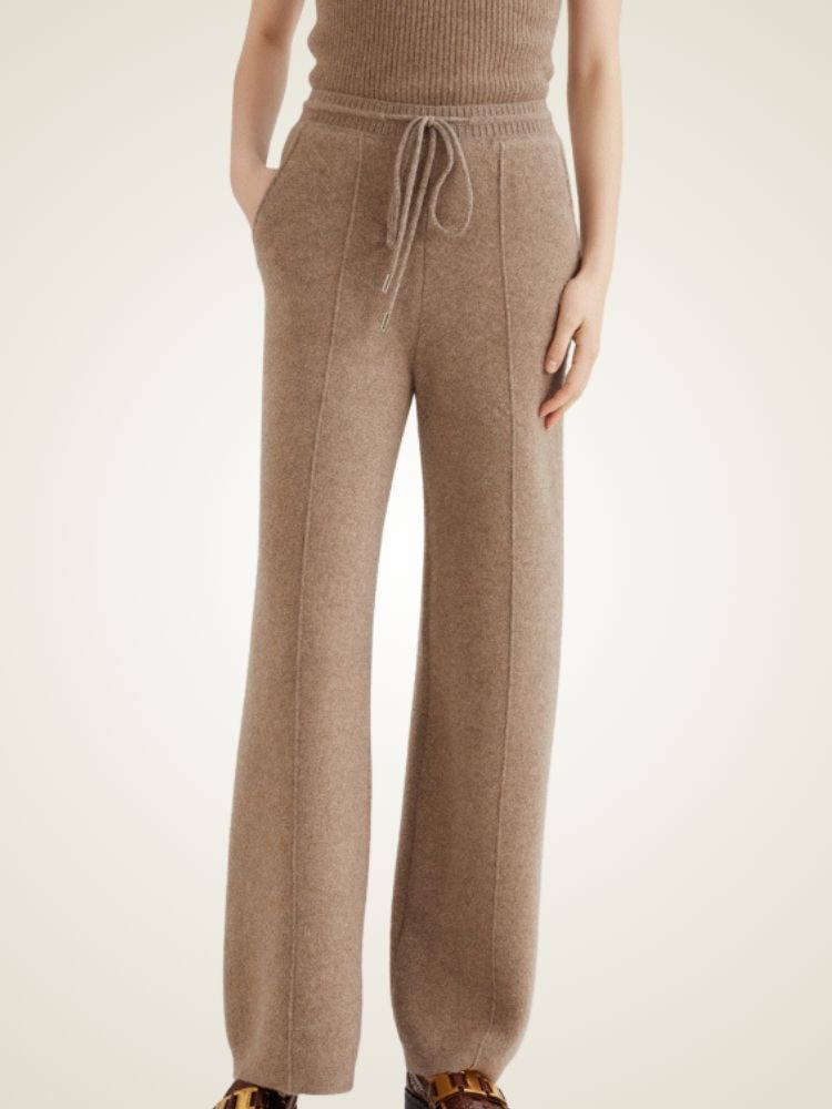 LanlyCashmere Drawstring Cashmere Pants Wide Leg Lounge Trousers