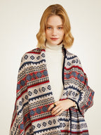 LanlyCashmere Ethnic Jacquard Cashmere Shawl – Reversible Knit Wrap Scarf
