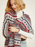 LanlyCashmere Ethnic Jacquard Cashmere Shawl – Reversible Knit Wrap Scarf
