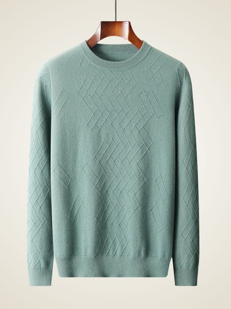 LanlyCashmere Geometric Cashmere Sweater – 100% Soft Knit Crewneck