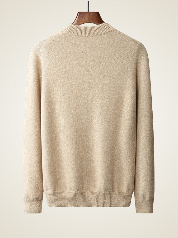 LanlyCashmere Men’s Cable Knit Cashmere Sweater – Textured Crew Neck Pullover